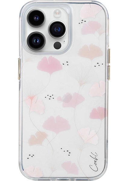 iPhone 14 Pro Uyumlu Kılıf Çayır Çiçeği Desenli Coehl Meadow Kapak Pembe