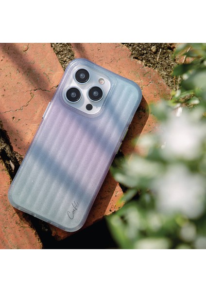 iPhone 15 Pro Max Uyumlu Kılıf Parlayan Arka Yüzey Coehl Linear Kapak Mor