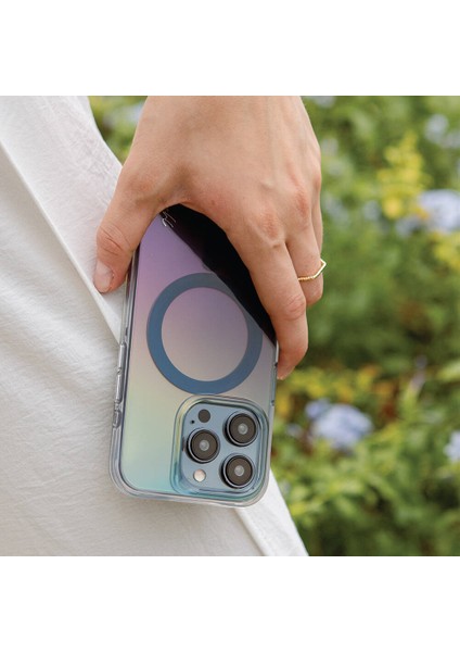 iPhone 15 Pro Uyumlu Kılıf Magsafe Şarj Özellikli Mistik Mor Renkli Coehl Dazze Kapak Mavi