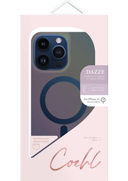 iPhone 15 Pro Uyumlu Kılıf Magsafe Şarj Özellikli Mistik Mor Renkli Coehl Dazze Kapak Mavi