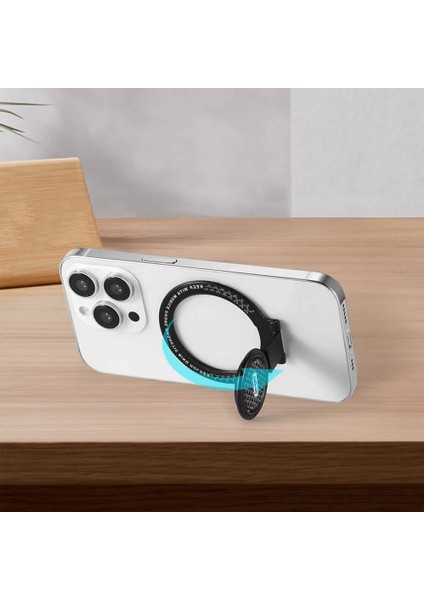 Telefon Için Standlı Magnetik Yüzük Tutucu Aparat Go Des GD-G096 Magsafe Şarj Destekli Siyah