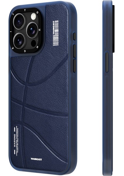 iPhone 15 Pro Uyumlu Kılıf Magsafe Şarj Özellikli Youngkit Backboard Serisi Leather Mavi