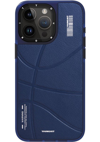 iPhone 15 Pro Uyumlu Kılıf Magsafe Şarj Özellikli Youngkit Backboard Serisi Leather Mavi