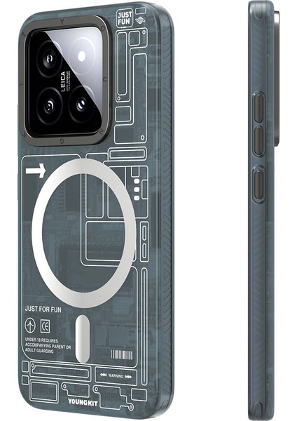 Xiaomi Mi 14 Uyumlu Kılıf Magsafe Şarj Özellikli Youngkit Technology Serisi Siyah