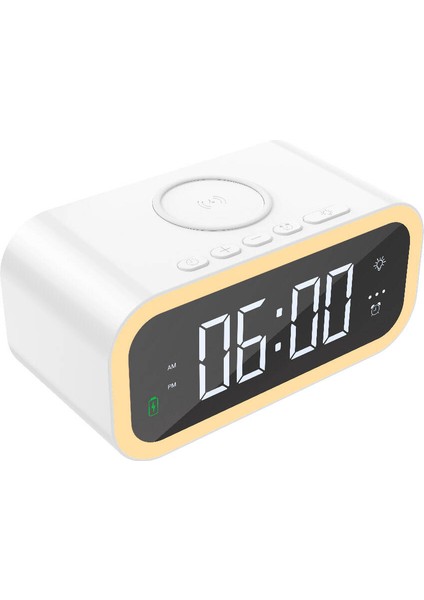 Wireless Şarj Aleti Dijital Saat Alarm ve LED Işık Özellikli Wiwu WI-W015 Time 4in1