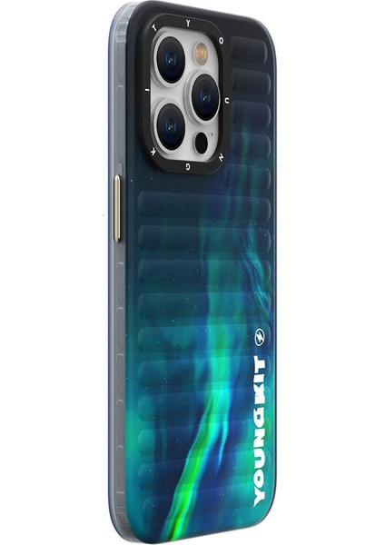 iPhone 15 Pro Max Uyumlu Kılıf Kuzey Işıkları Desenli Youngkit Aurora Serisi Yeşil