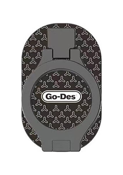 Telefon Için Standlı Magnetik Yüzük Tutucu Aparat Go Des GD-G081 4in1 Double Ring Siyah