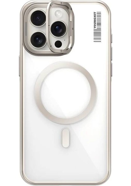 iPhone 14 Pro Max Uyumlu Kılıf Magsafe Şarj Özellikli Youngkit Crystal Grid Gold