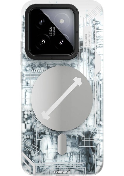 Xiaomi Mi 14 Uyumlu Kılıf Magsafe Şarj Özellikli Youngkit Technology Serisi Beyaz