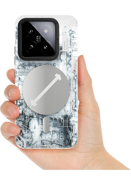 Xiaomi Mi 14 Uyumlu Kılıf Magsafe Şarj Özellikli Youngkit Technology Serisi Beyaz