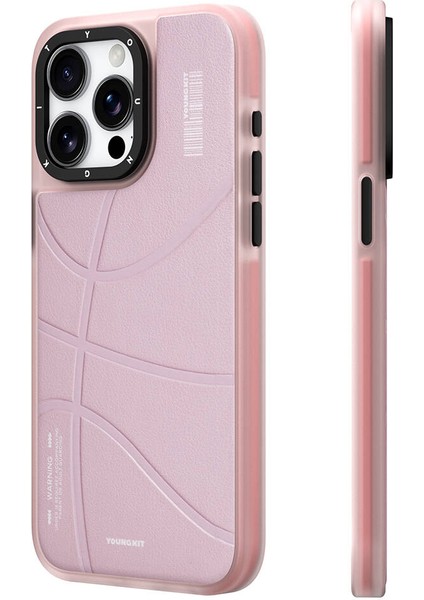 iPhone 15 Pro Uyumlu Kılıf Magsafe Şarj Özellikli Youngkit Backboard Serisi Leather Pembe