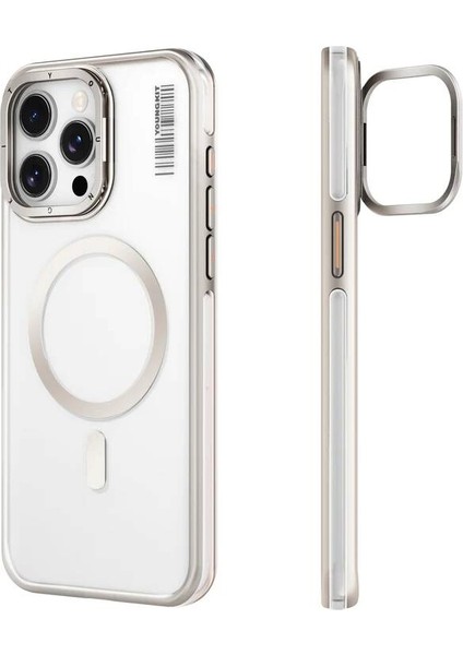 iPhone 14 Pro Uyumlu Kılıf Magsafe Şarj Özellikli Youngkit Crystal Grid Gold