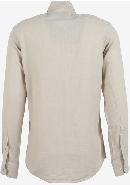 Slim Fit Düğmeli Yaka Düz Bej Erkek Gömlek GM1008400239 fiyatları