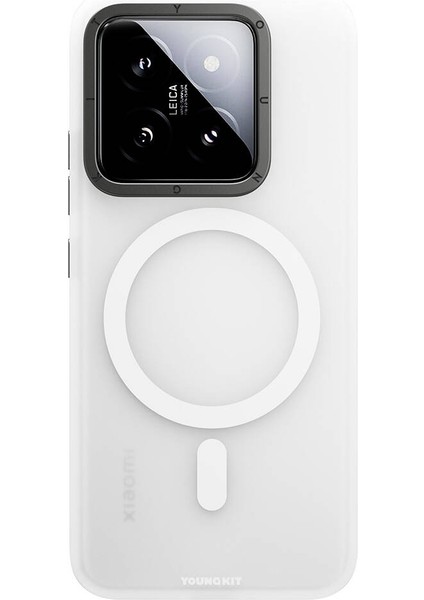 Xiaomi Mi 14 Uyumlu Kılıf Magsafe Şarj Özellikli Youngkit Hidden Sand Serisi Beyaz
