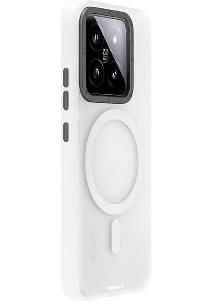 Xiaomi Mi 14 Uyumlu Kılıf Magsafe Şarj Özellikli Youngkit Hidden Sand Serisi Beyaz