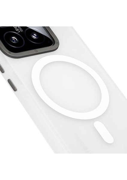 Xiaomi Mi 14 Uyumlu Kılıf Magsafe Şarj Özellikli Youngkit Hidden Sand Serisi Beyaz