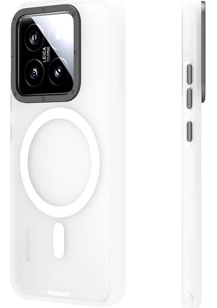 Xiaomi Mi 14 Uyumlu Kılıf Magsafe Şarj Özellikli Youngkit Hidden Sand Serisi Beyaz