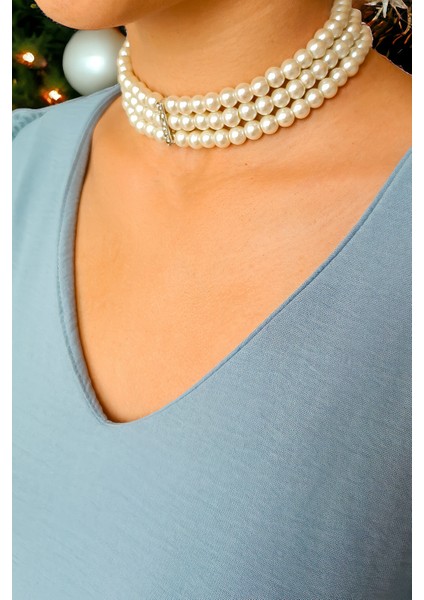 Zirkon Taşlı Inci Choker Inci Choker Kolye Tasma Kolye Kadın Gül Choker Kolye