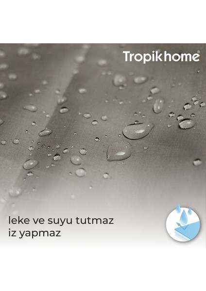 Tropik Home Duş Perdesi Çift Kanat 2X120X200CM Siyah Mermer Desen Banyo Perdesi 16 Adet C Halka Hediyeli