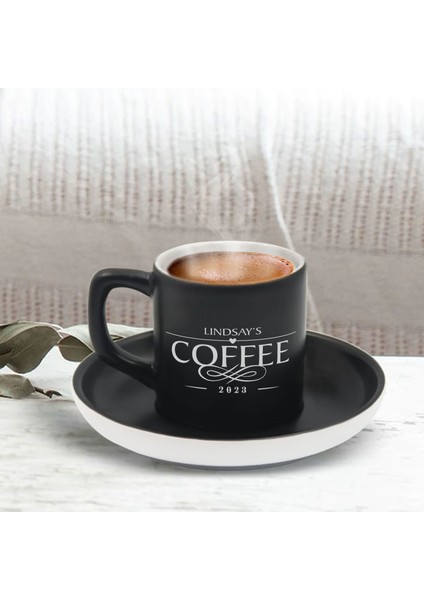 Kişiye Özel Coffe Tasarımlı Siyah Renk Türk Kahvesi Fincanı-2, Arkadaşa Hediye, Sevgiliye Hediye, Yıl Dönümü Hediyesi fiyatları