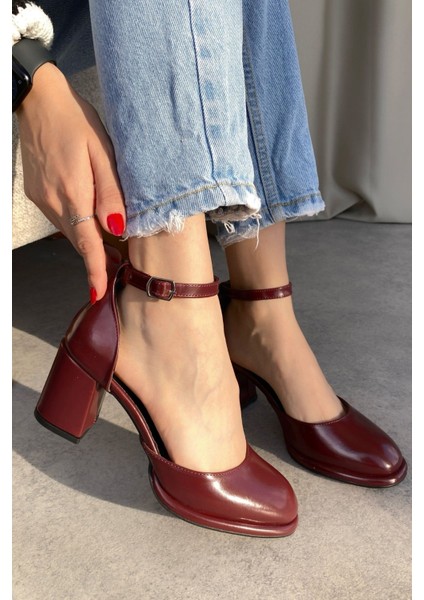 Kadın Penida Platform Topuklu Ayakkabı - Bordo-Rugan