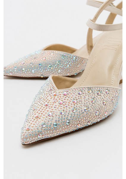 Vilka Ekru Saten Taşlı Kadın Sivri Burun Ince Topuklu Abiye Ayakkabı fiyatları