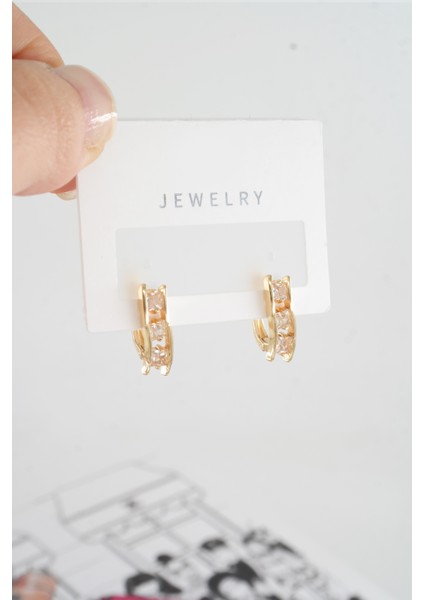 Kadın Özel Tasarım Zirkon Taşlı 2'li Minimal Küpe fiyatları