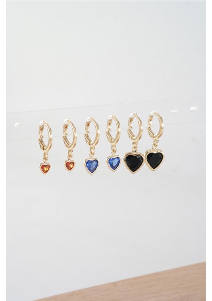 Kadın Vip Ser Kalp Model 6'lı Küpe Seti