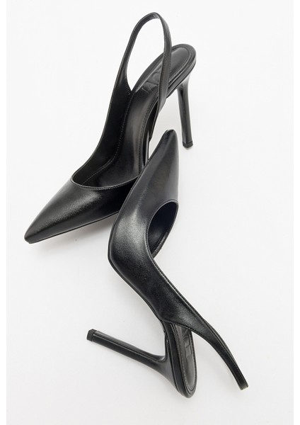 Twine Siyah Cilt Kadın Topuklu Ayakkabı indirimleri