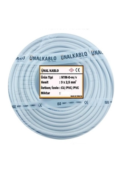 3x2,5 Nym - Antigron Kablo 20 Metre