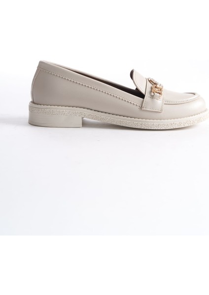 Hake Bej Kadın Loafer Günlük Ayakkabı