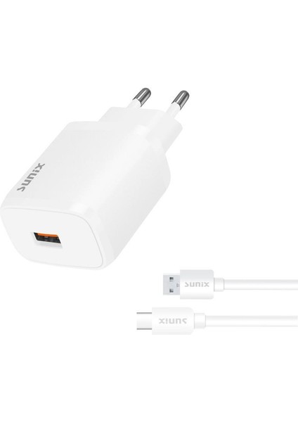 Qualcomm 3.0 Usb-A Girişli Hızlı Type-C Şarj Aleti Seti Beyaz S-30