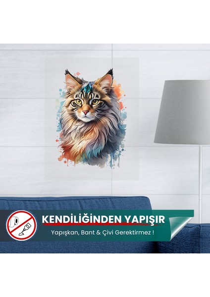 Renkli Kedi Posteri, Premium Baskı Poster, Statik Akıllı Kağıt, Kedili Poster (Yapay Zeka Tasarım)