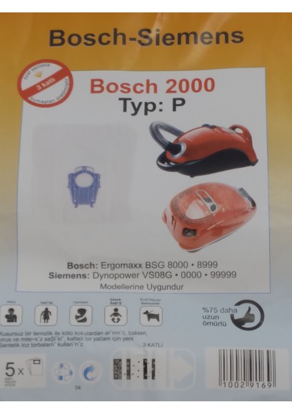 Bosch Ergomax P Mavi Sentetik ( 4 Paket 20 Adet )