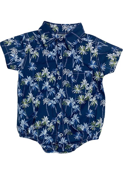 Palm Çıtçıtlı Bebek Badi Gömlek Tulum Lacivert