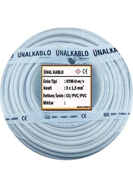 3x1,5 Nym - Antigron Kablo 30 Metre fiyatları