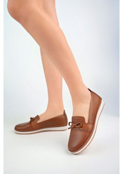 Dolgu Taban Lazerli Taba Cilt Kadın Ayakkabı