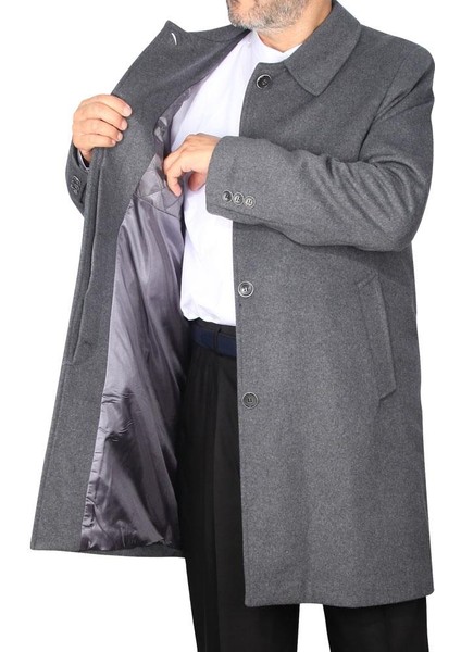 Erkek Kaşe Kaban Açık Gri