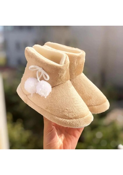 Ponponlu Çocuk Panduf ,kaydırmaz Taban Ev Ayakkabısı , Anaokulu Kreş Ayakkabısı