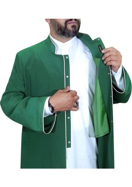 Hakim Yaka Cübbe Yeşil - Sarı Biyeli