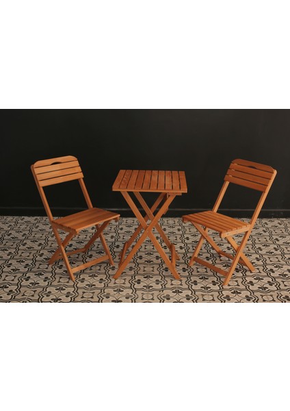 Balkon - Bahçe - Mutfak 3'lü Bistro Set 2 Sandalye 1 Masa