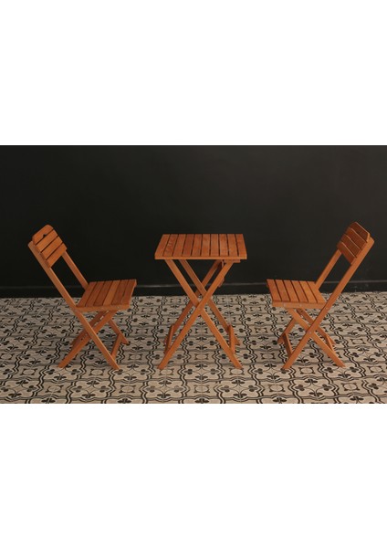 Balkon - Bahçe - Mutfak 3'lü Bistro Set 2 Sandalye 1 Masa