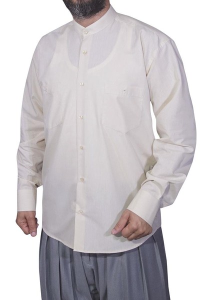 Hakim Yaka Gömlek Krem modelleri