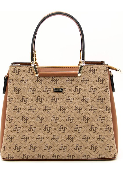 Kadın Omuz Çantası 969-43496 Silver Polo Bayan Çantası M178 Koyu Bej-Mat Taba