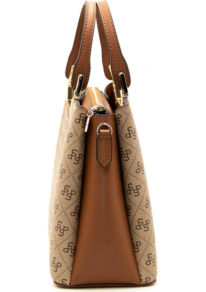 Kadın Omuz Çantası 969-43496 Silver Polo Bayan Çantası M178 Koyu Bej-Mat Taba modelleri