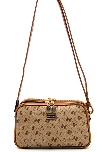 Kadın Çapraz Çanta 899-43315 Silver Polo Çapraz Bayan Çantası M178 Koyu Bej-Mat Taba