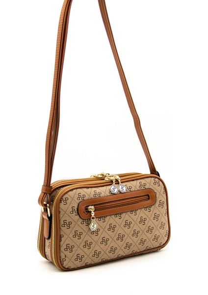 Kadın Çapraz Çanta 899-43315 Silver Polo Çapraz Bayan Çantası M178 Koyu Bej-Mat Taba fırsatları