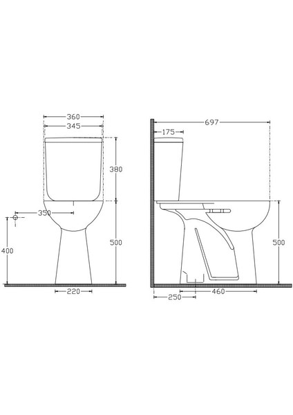 Ece Banyo Bedensel Engelli Kullanımına Uygun Alttan Çıkışlı Takım Klozet Seti 10EGS1001