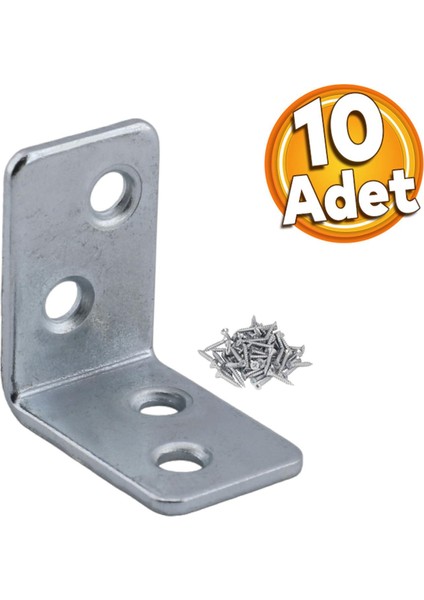 Mobilya Köşe Bağlantı Sabitleme L Demir Deprem Dolap Duvar Birleştirme Gönye 30X30X20 mm (10 Adet)