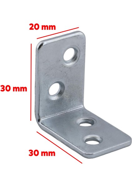 Mobilya Köşe Bağlantı Sabitleme L Demir Deprem Dolap Duvar Birleştirme Gönye 30X30X20 mm (10 Adet)